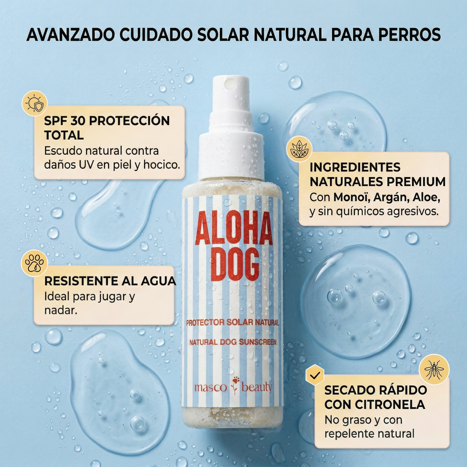 Aloha Dog – Spray solar natural para perros SPF 30